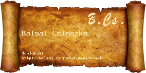 Balsai Csinszka névjegykártya
